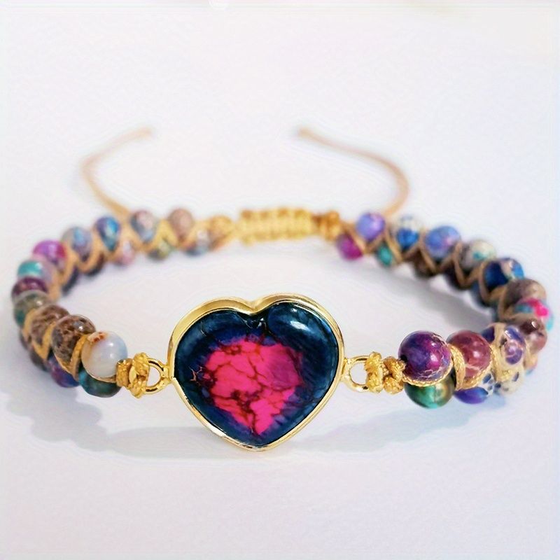 Hot Selling Bracelet Cross-border Goods Source Red Imperial Stone Bracelet Peach Heart Love Hand String Braided Bracelet