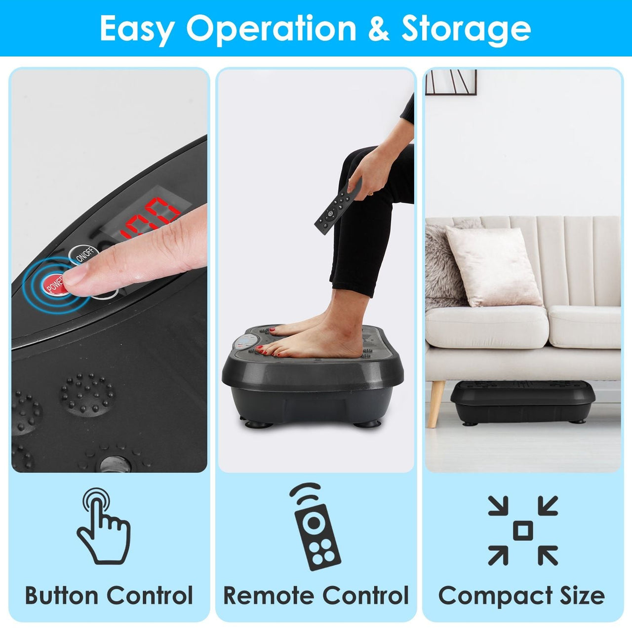 Whole Body Vibration Plate Exercise Machine 1–120 Speed Levels with 2 Resistance Bands, Touch & Remote Control Vibration Platform with Bluetooth USB Music Play for Home Fat Loss Workout