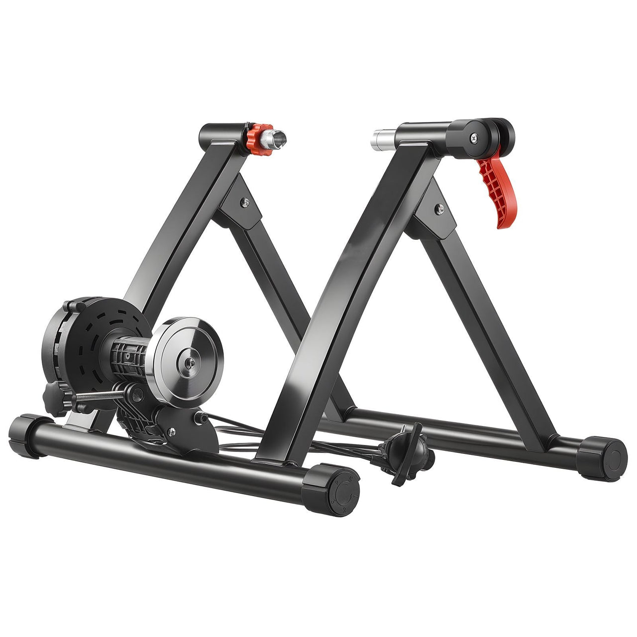 Bike Trainer, 6 Level Resistance, 26-29 in & 700C Wheels, Foldable Magnetic Bicycle Stationary Stand for Indoor Exercise Riding with Quick Release Skewer & Front Wheel Riser Block for Road Bikes