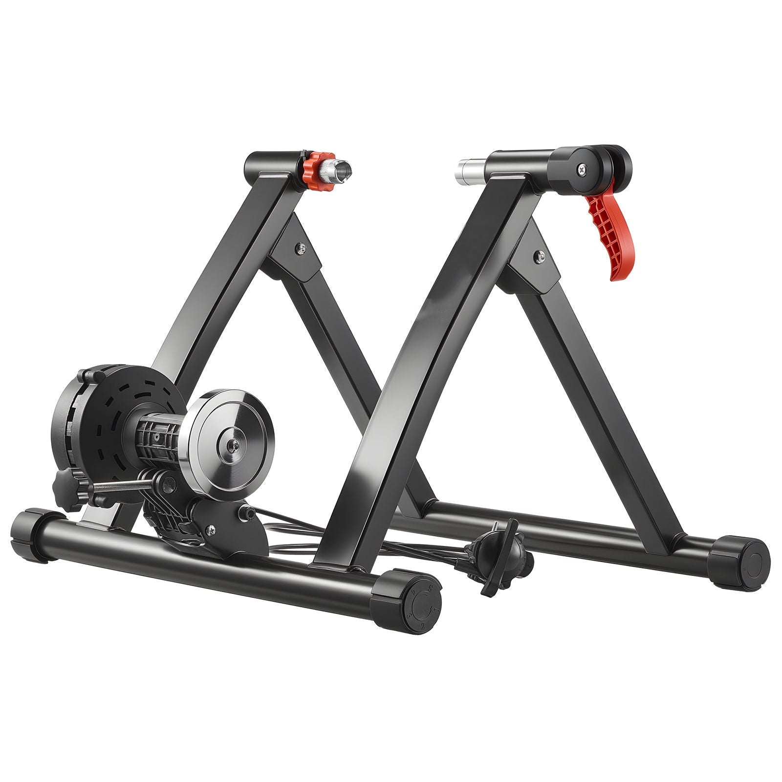 Bike Trainer, 6 Level Resistance, 26-29 in & 700C Wheels, Foldable Magnetic Bicycle Stationary Stand for Indoor Exercise Riding with Quick Release Skewer & Front Wheel Riser Block for Road Bikes