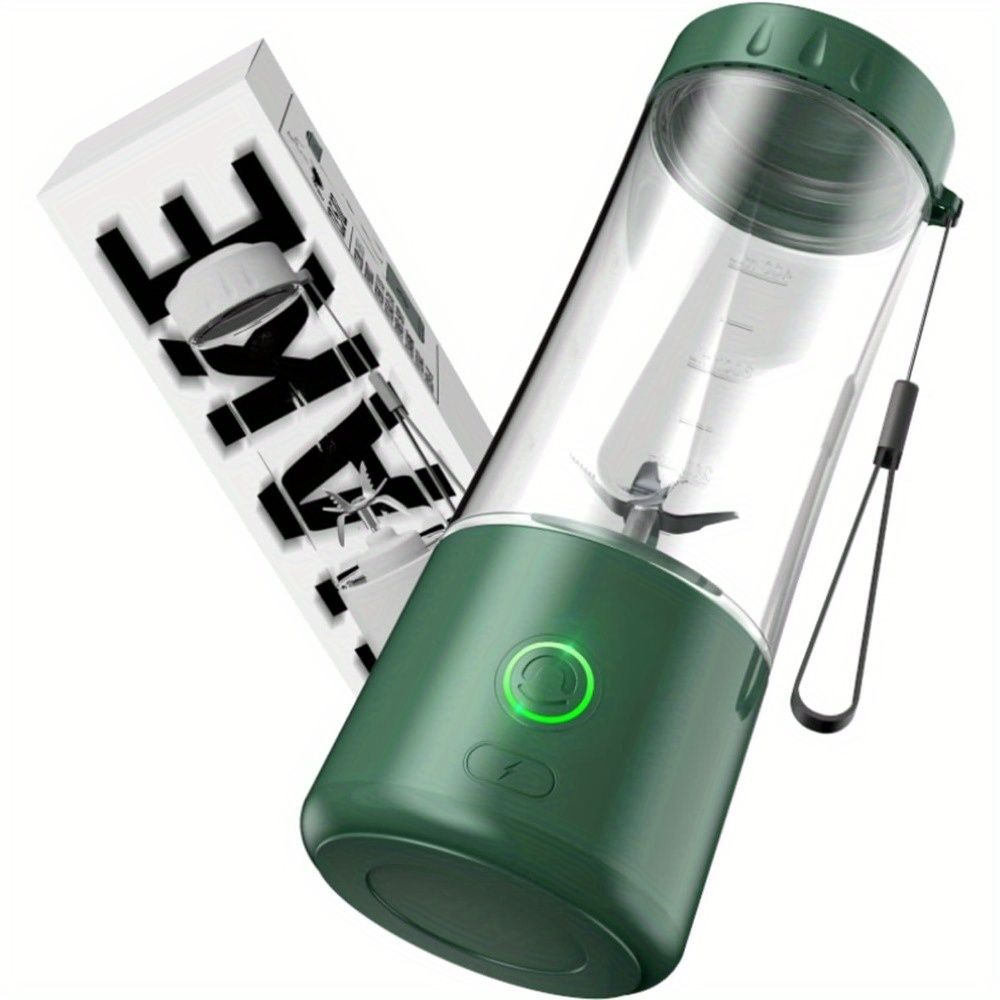 Portable Blender USB Rechargeable, Personal Size Blender for Shakes and Smoothies, Strong Cutting Power with Six Blades, 13.5Oz Juicer Cup for Sports, Travel