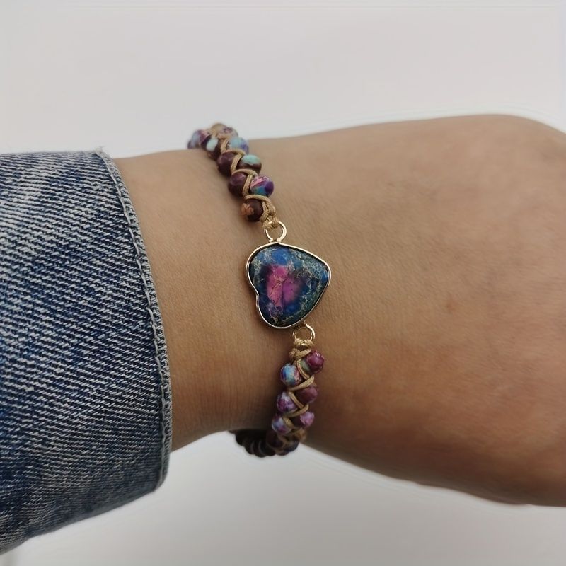 Hot Selling Bracelet Red Imperial Stone Bracelet Peach Heart Love Hand String Braided Bracelet.
