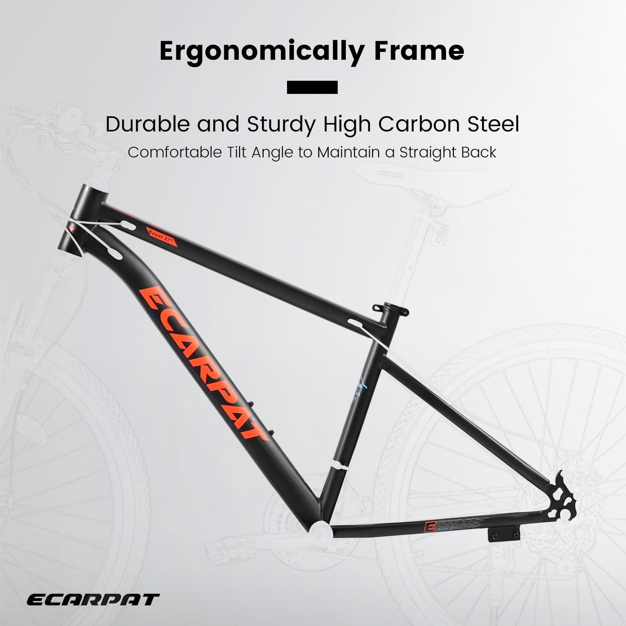 A24301 24 Inch Mountain Bike for Teenagers, High Carbon Steel Frame, Disc Brakes, Durable Design, Brown Edge Tires, Ideal for School Commuting