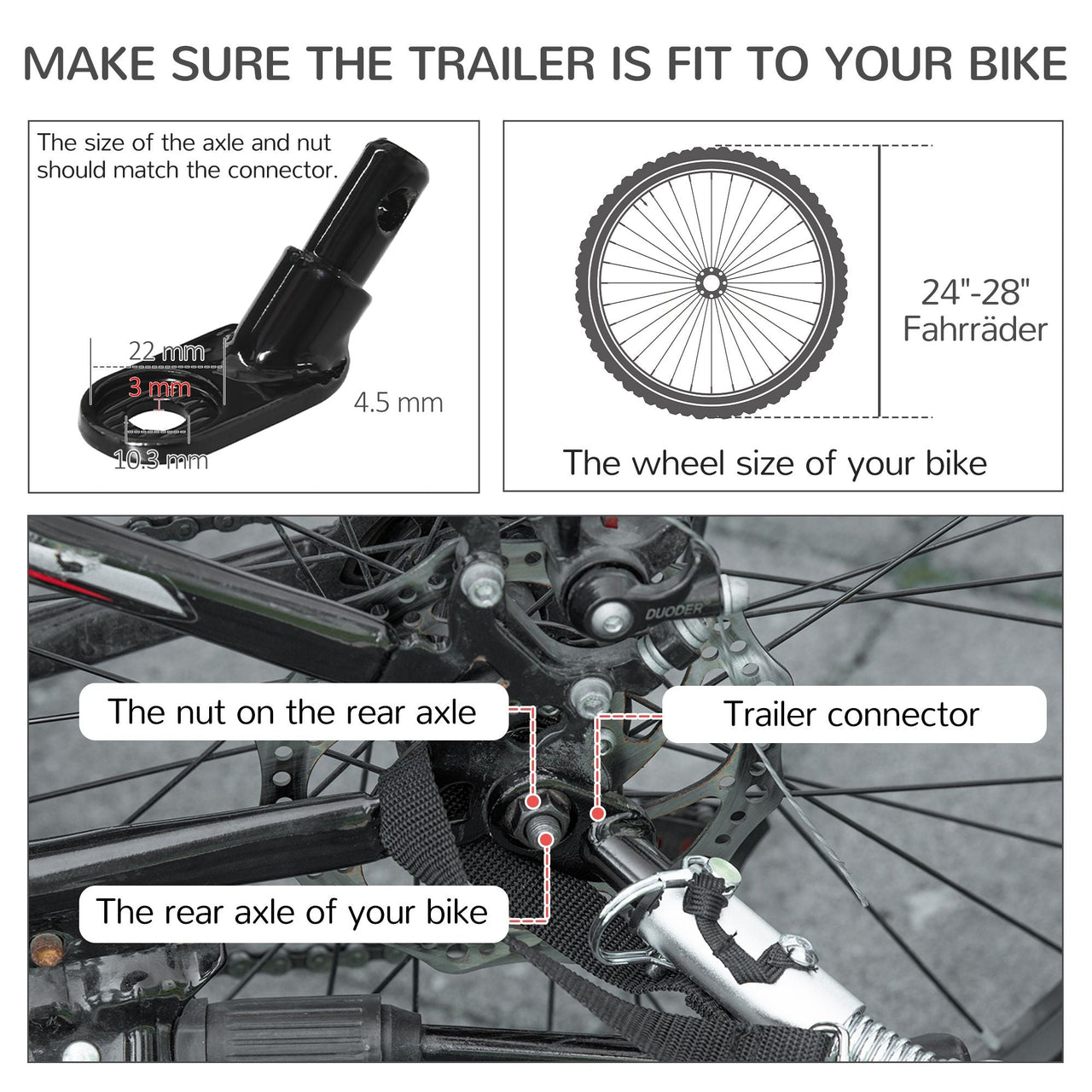 Pet Stroller - 2-in-1 Large Dog Bike Trailer & Stroller Combo with Safety Hitch Quick-release Wheels Foot Support Pet Bicycle Cart