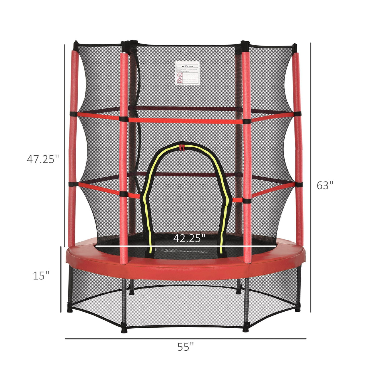 4.5FT Trampoline Jumping with Enclosure Net Springless Design and Safety Pad, Kids Trampoline for Ages 3 to 6