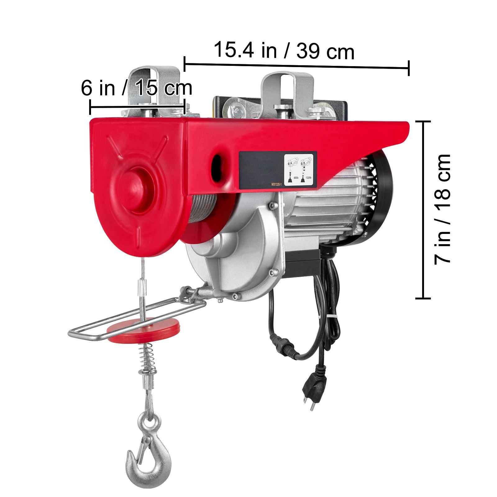 Electric Hoist, 1320 lbs Lifting Capacity, 1150W 110V Electric Steel Wire Winch with Wireless Remote Control, 40ft Single Cable Lifting Height & Pure Copper Motor, for Garage Warehouse Factory
