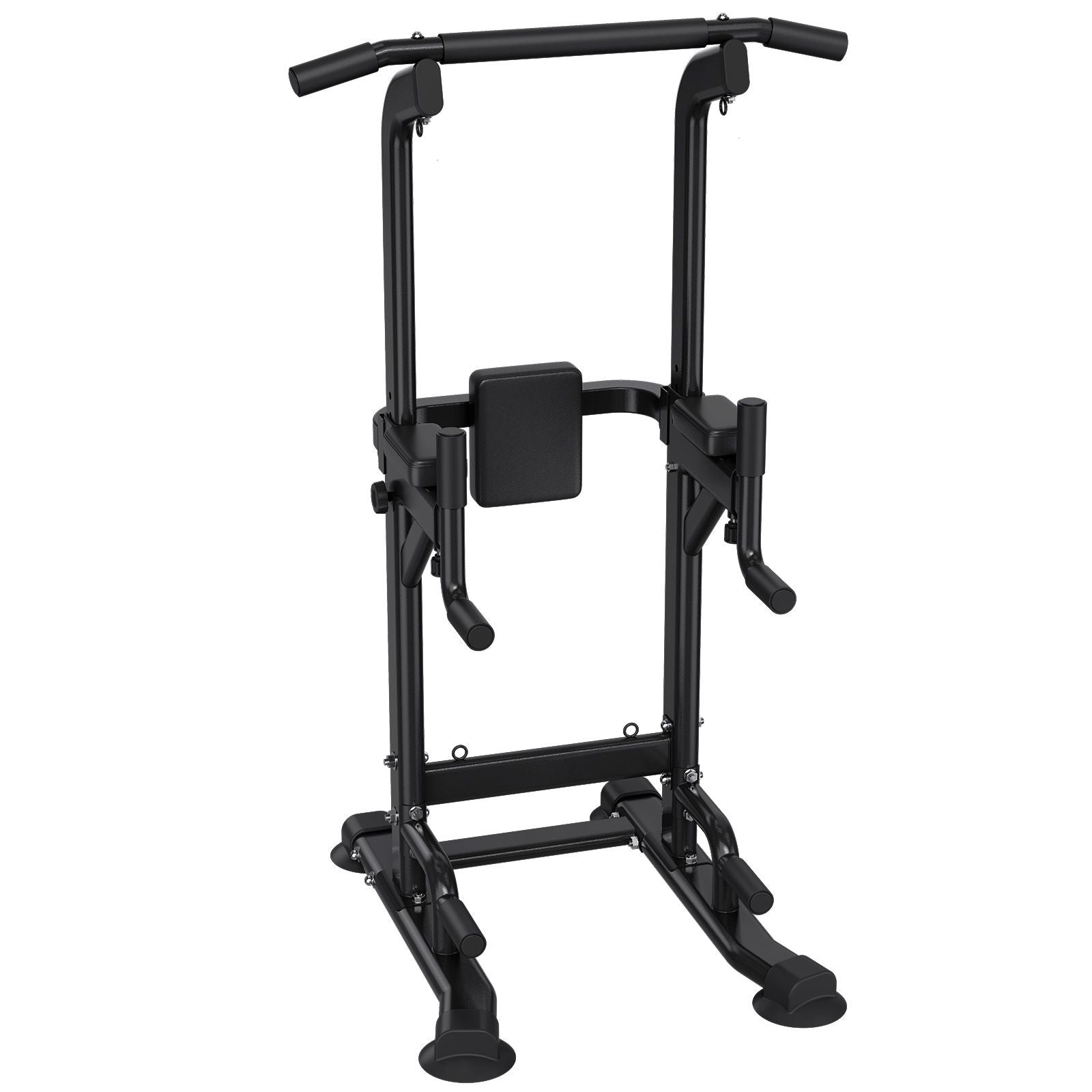 Pull Up Bar, 330 LBS Power Tower Dip Station, Workout Dip Station with H-Shaped Stable Base & Back Pad, Adjustable 12 Level Height Free Standing Chin Up Bar for Back, 4-Level Adjustable Back Pad