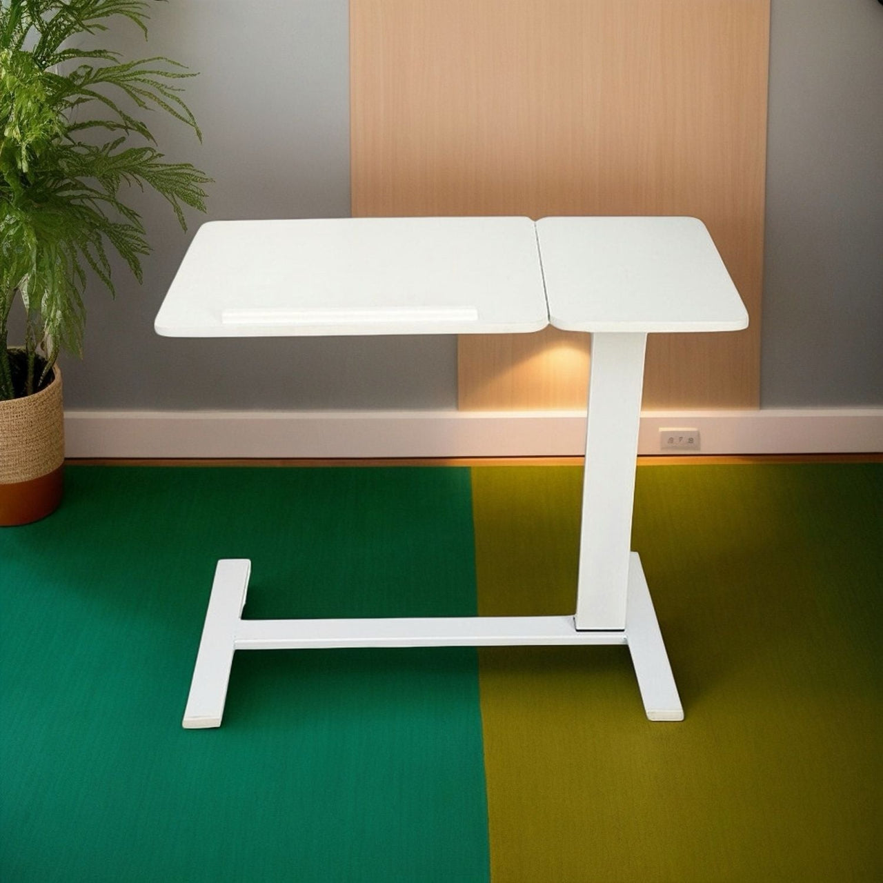 Overbed Bedside Desk Mobile Rolling Laptop Stand Tilting Overbed Table with Wheels Height Adjustable Tray Table for Laptop Bed Sofa Side Table ,Bedside Table(WHITE)