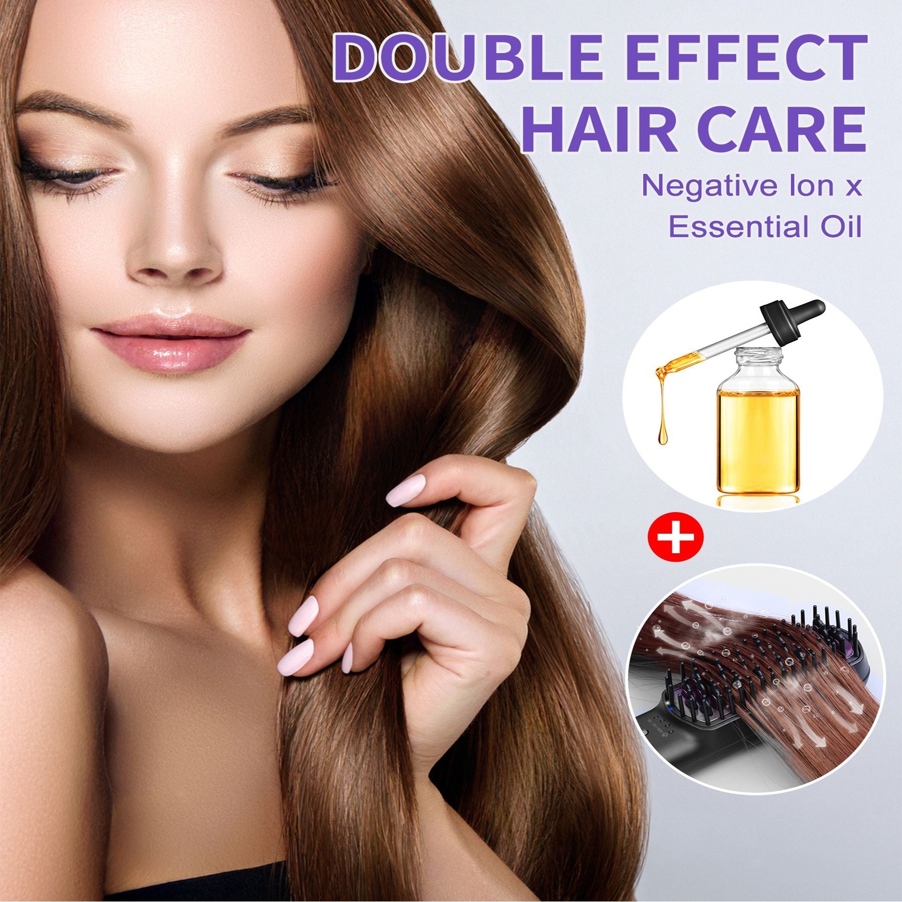 Hair Straightener Brush, Ionic Plus Steam Straightening Brush for Smooth, Anti-frizz Hair, Anti-Scald Ceramic Straightening Comb, Heated Straightener Brush Flat Iron Fast Heating for Home Salon