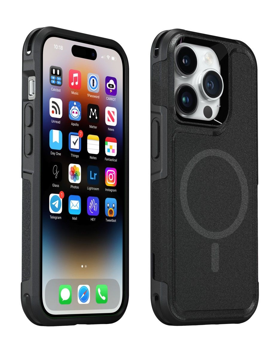 Black MagSafe Compatible- Rugged Armor Protective Case iPhone 15 Pro