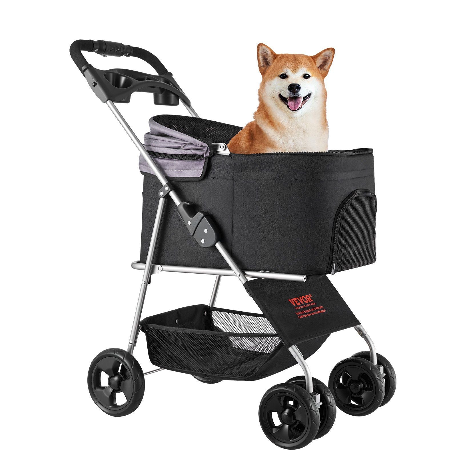 Pet Stroller -  35 lbs Weight Capacity, Foldable Dog Stroller Cart, 4 Wheels Cats Pram with Detachable Carrier & Mesh Windows, Portable Animal Carrier with Brake for Small to Medium Pets