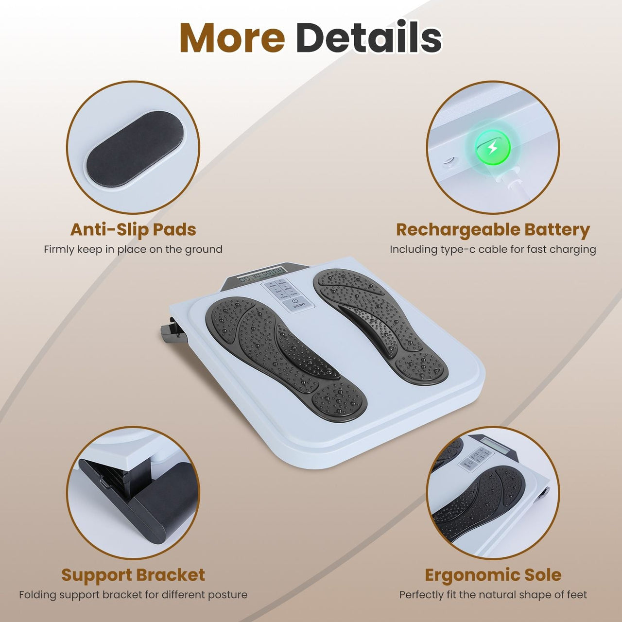 1Pc Rechargeable EMS Foot Massager for Neuropathy TENS Stimulator With 10Modes 50Intensities Remote Control For Muscle Relaxation Cramps Circulation Gift For Dad Mom