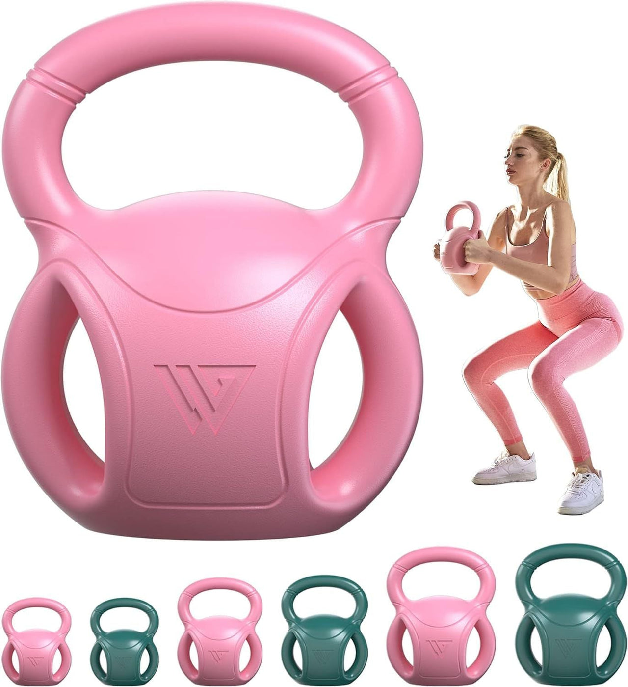3 Handle Kettlebells Weight - Weight for Women Options 5, 10, 15 and 20 LB for Russian Twists AB Exercise, Weightlifting and Core Fitness Exercise Home Gym [Single in Sold]