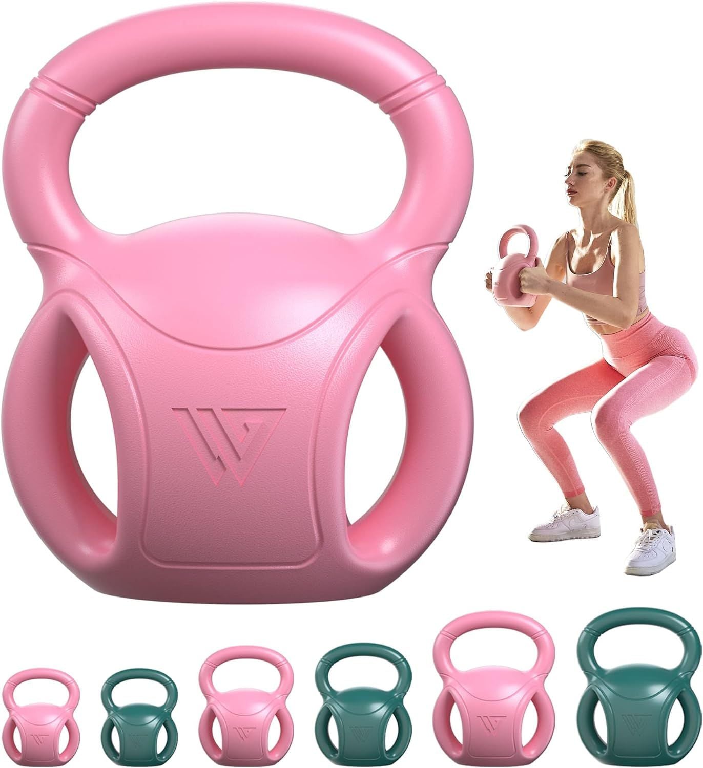 3 Handle Kettlebells Weight - Weight for Women Options 5, 10, 15 and 20 LB for Russian Twists AB Exercise, Weightlifting and Core Fitness Exercise Home Gym [Single in Sold]