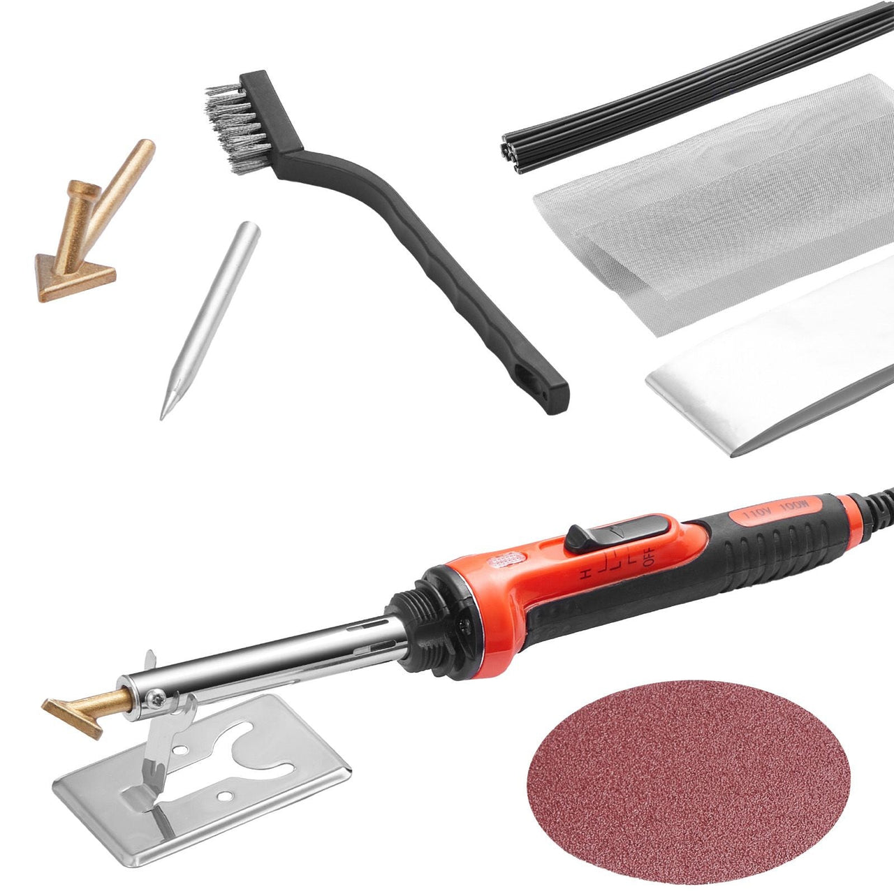 Plastic Welder Kit, 60W/100W Dual-Power Plastic Welding Soldering Iron with 3 Welding Tips and 20 Welding Rods, Professional Plastic Repair Welding Tool for Car Bumper, Kayaks, Toys, Electronics