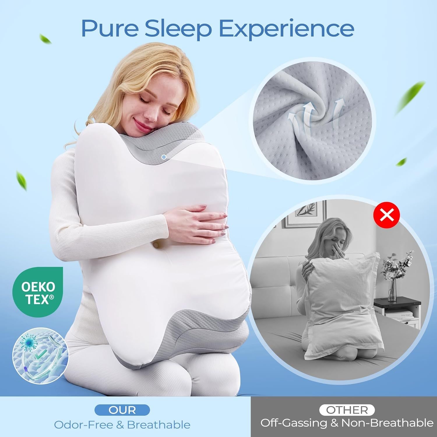 Ergonomic Cervical Neck Pillow for Sleeping – Memory Foam Pillow with Massage Nodes for Neck Pain Relief, Side Sleeper & Back Support