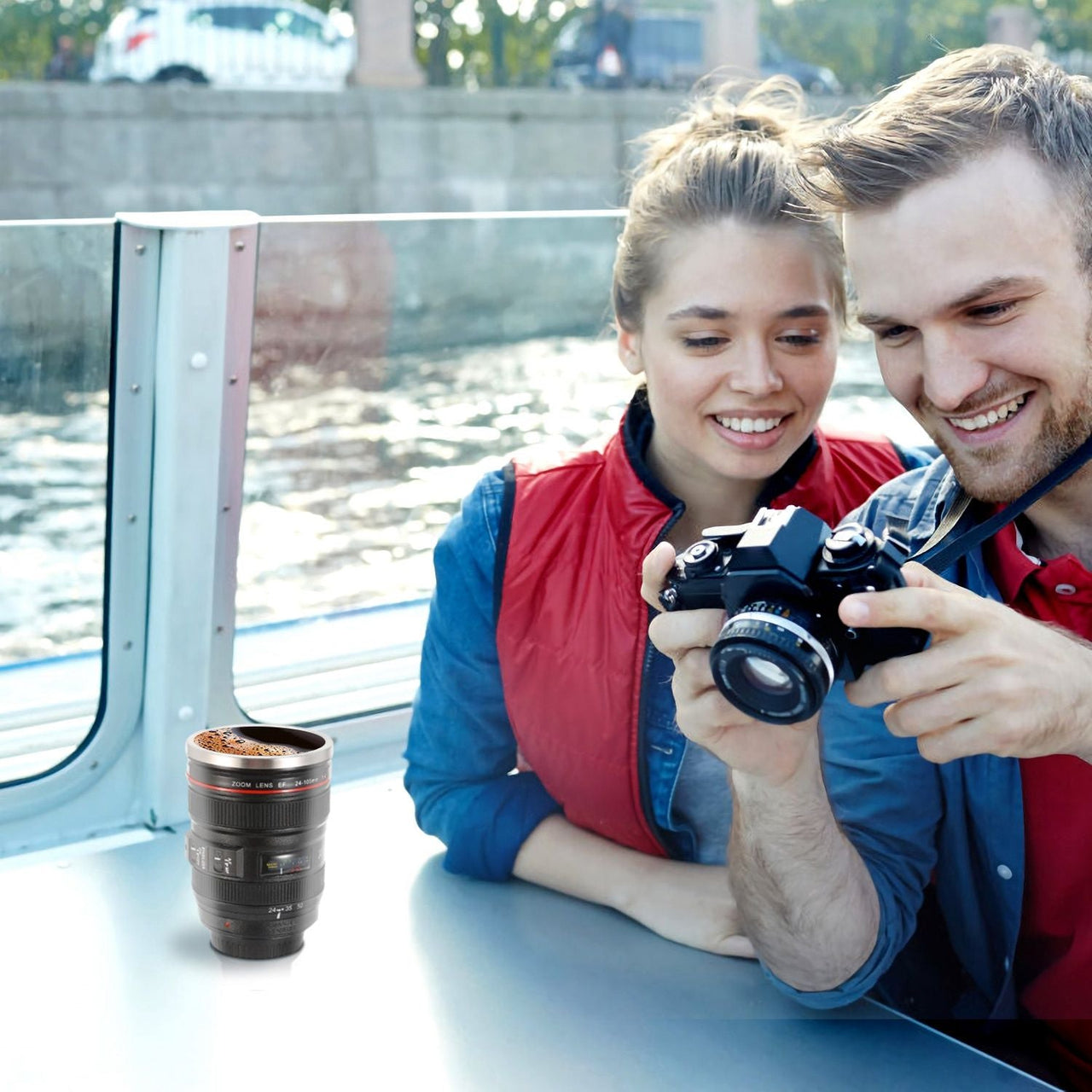 Camera Lens Coffee Mug Cup 13.6oz F ood-G rade Stainless Steel Travel Photography Insulated Mug for All Ages