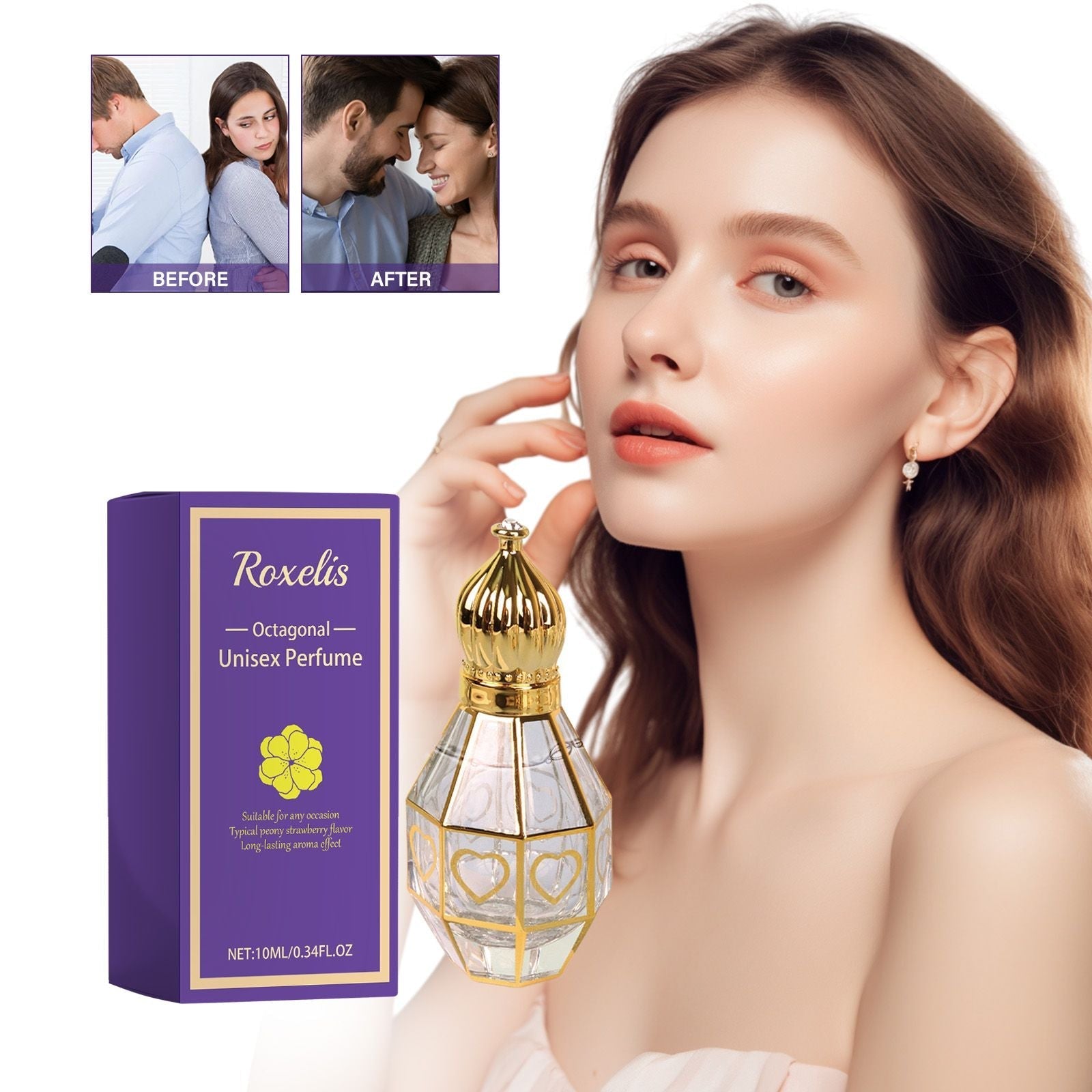 Roxelis Octagonal Unisex Fragrance Fresh and natural niche couple dating Fragrance Fragrance for both men and women lasting fragrance.