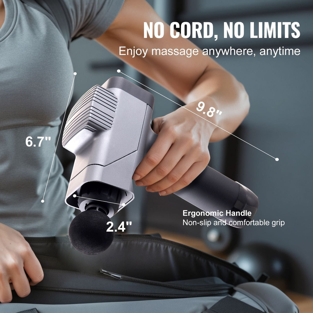 Massage Gun Deep Tissue, Percussion Muscle Massager for Athletes - with 8 Speed Levels & 6 Massage Heads, 16V 2500mAh Batteries, Handheld Massage Gun for Pain Relief, Muscle Relaxation