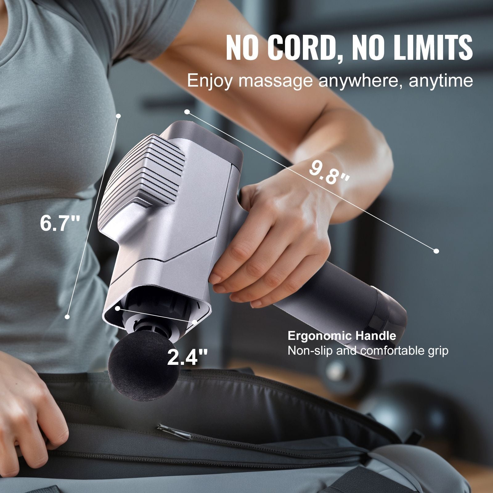 Massage Gun Deep Tissue, Percussion Muscle Massager for Athletes - with 8 Speed Levels & 6 Massage Heads, 16V 2500mAh Batteries, Handheld Massage Gun for Pain Relief, Muscle Relaxation