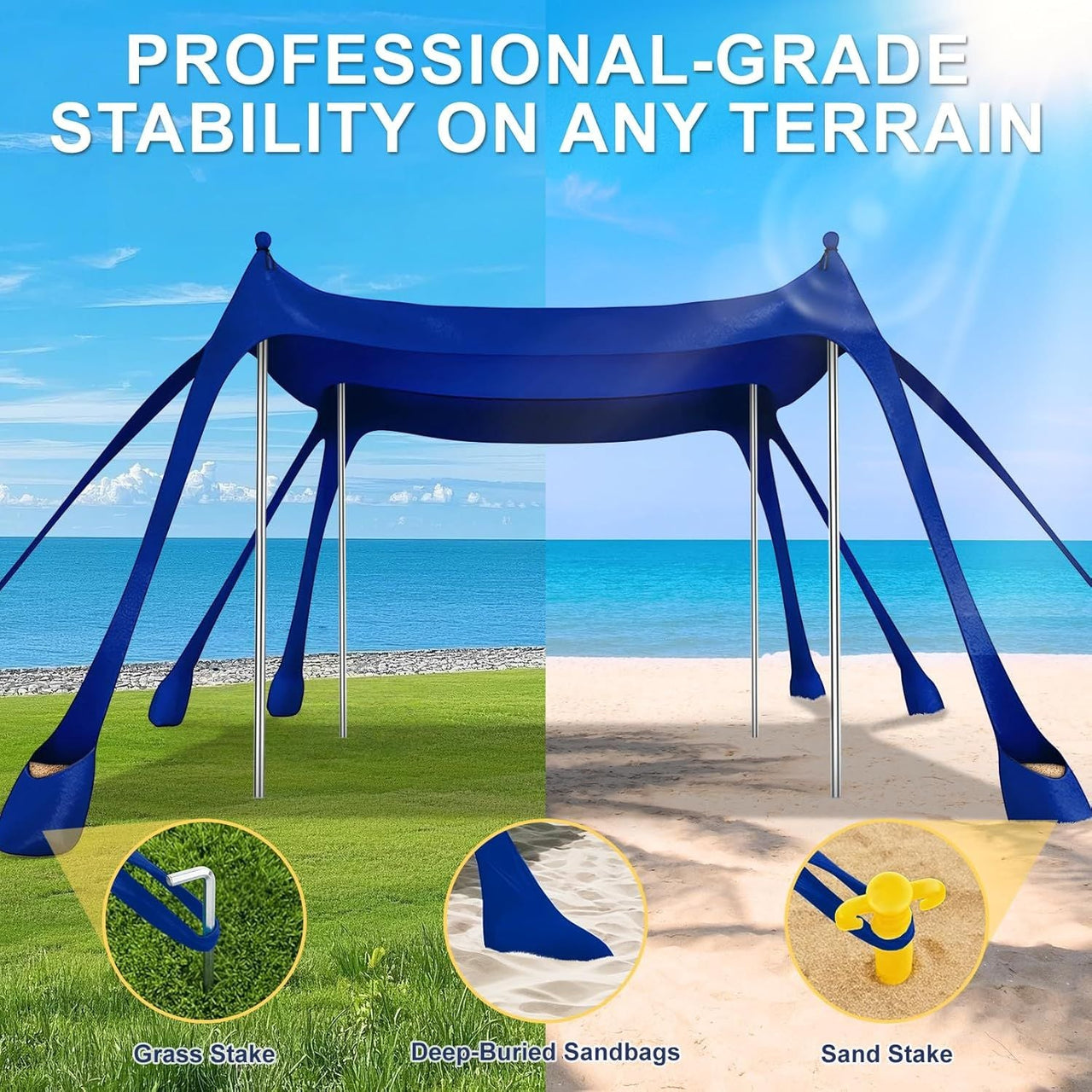 Let's go to the Beach - Portable Beach Tent Sun Shelter UPF 50+, Perfect 10x10 FT Pop-Up Canopy for Outdoor Fun