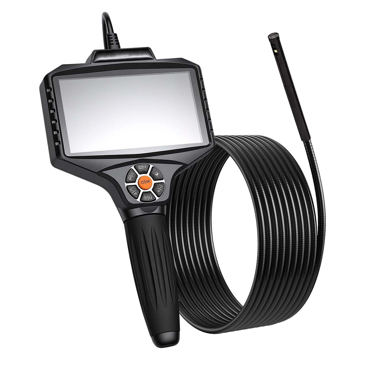 Endoscope with Light, 360° View Coverage Industrial Borescope Inspection Camera with Rotating Probe, 1080P HD Rigid Snake Scope Cam for Wall Automotive Engine Inspect-16.4FT