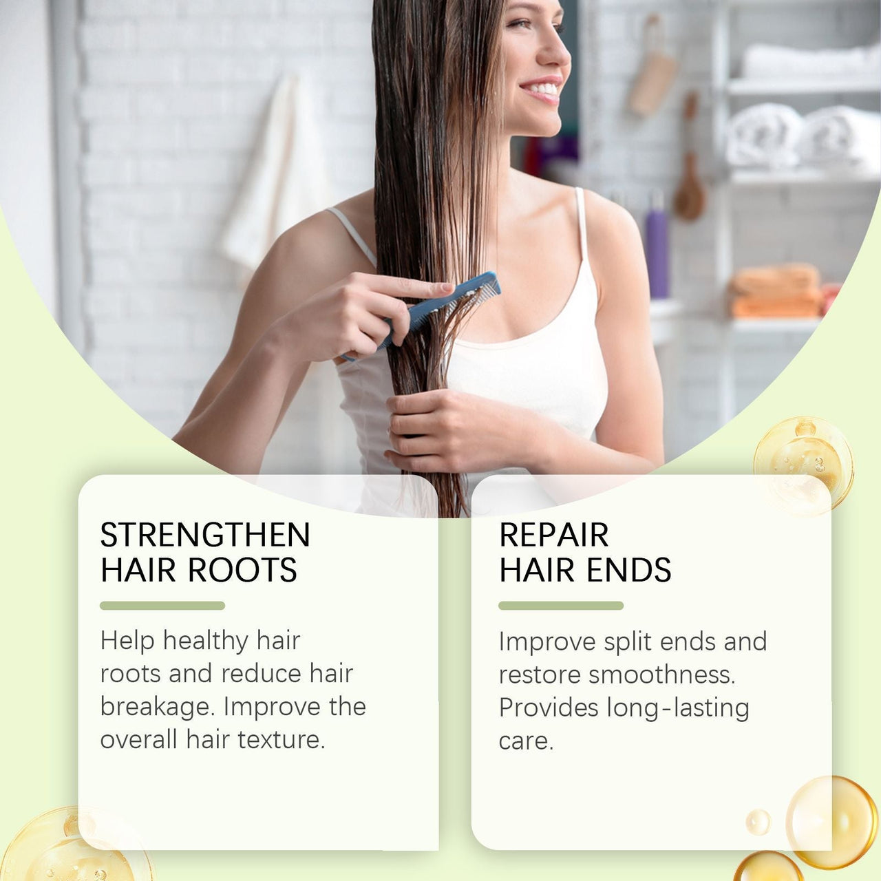 Hoegoa Rosemary Hair Care Essential Oil repairs damaged hair, nourishes scalp, strengthens hair and improves split ends