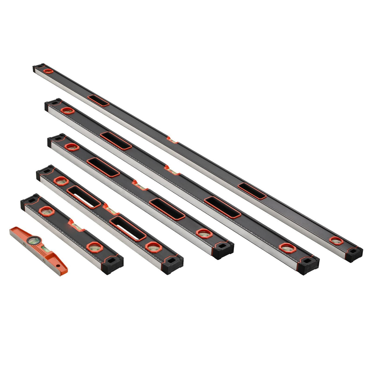 6-Piece Torpedo Level, 78/48/32/24/16/10 Inch All Magnetic Levels Set, Bubble Vials Ruler for 45/90/180 Degree, Aluminum Alloy Magnetic Box Leveler Tool, Shock-Resistance, SAE and Metric Scale