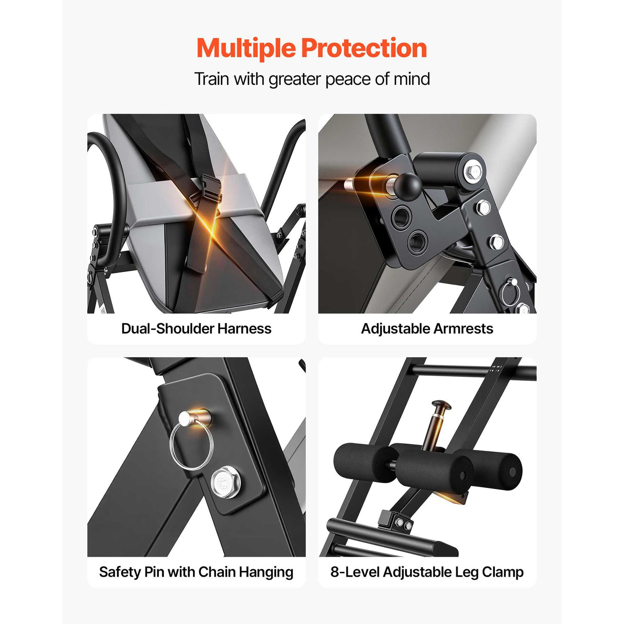 Inversion Table, 300 lbs Capacity Heavy Duty Back Inverter Stretcher, Inverted Table with Stable Structure, Dual-Roller Locking, Decompression Tables for Shoulders, Neck, Back, Knees