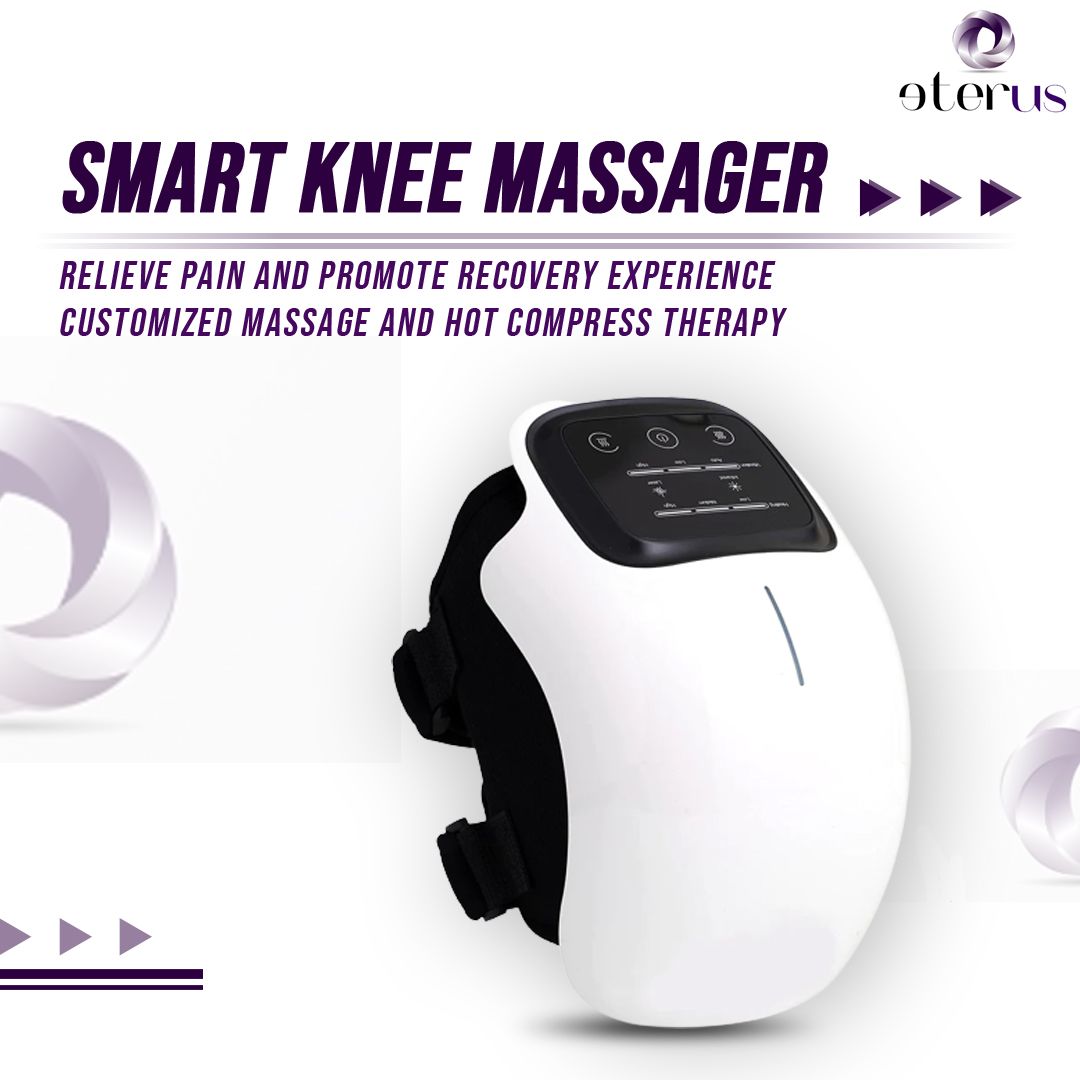 Smart Knee Massager - Wireless Electric Knee Massage Wrap with Pulse Technology, Heat Compress, 15 Intensity Levels & Adjustable Velcro Strap for Home, Office, Gym, Relaxation & Muscle Comfort
