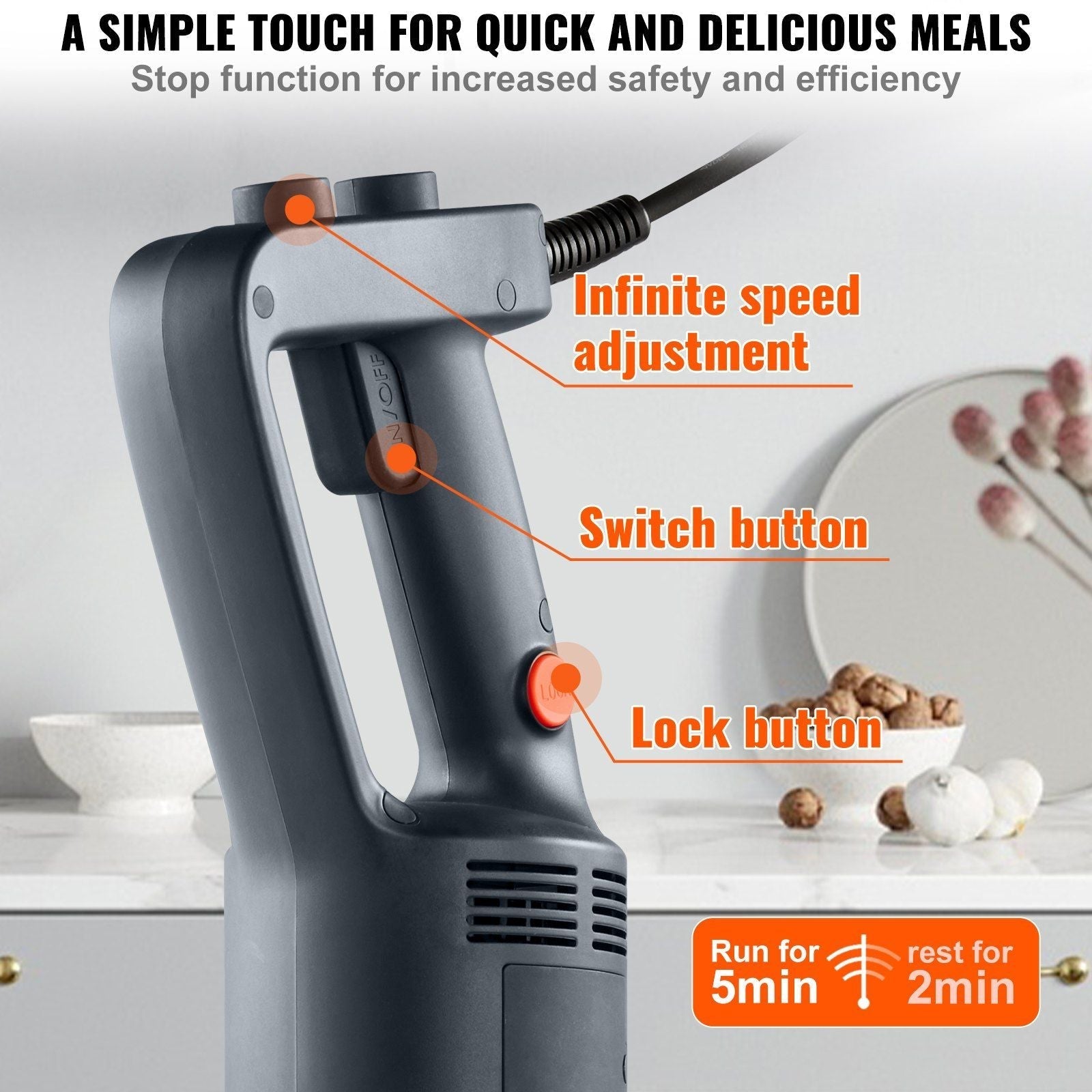VEVOR Commercial Immersion Blender, 750W 12
