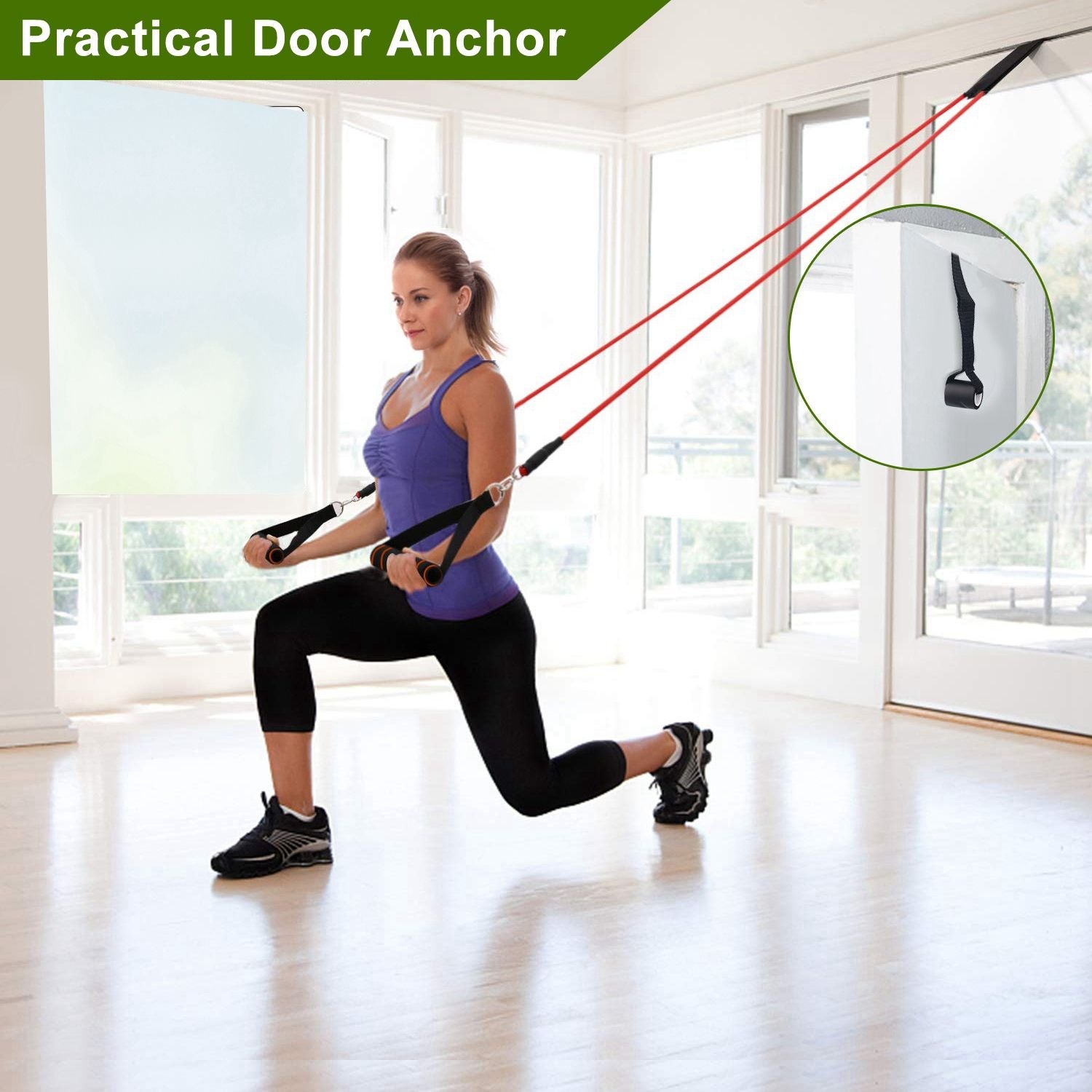 11Pcs Resistance Bands Set Fitness Workout Tubes Exercise Tube Bands Up to 100lbs w/ Door Anchor Handles Ankle Straps for Physical Training Yoga Pilates