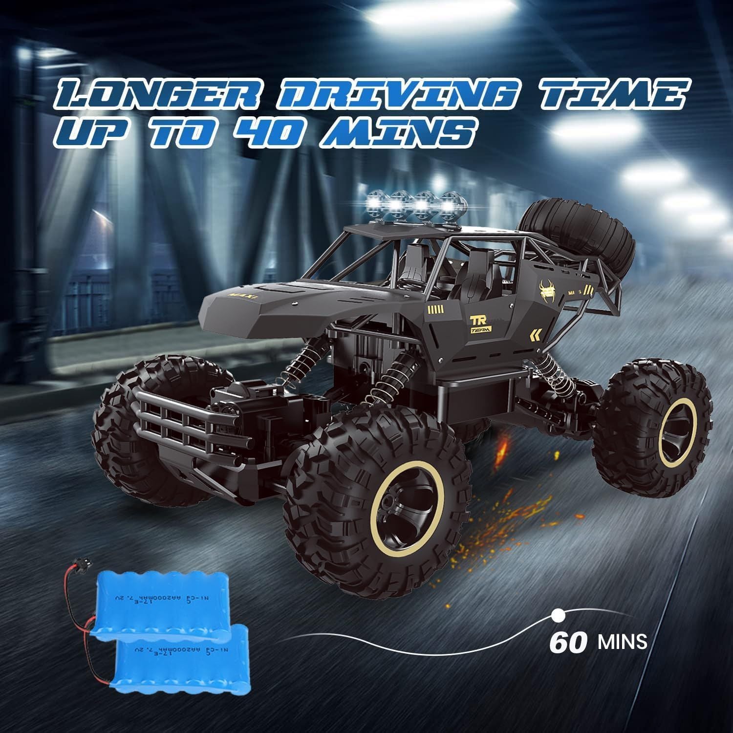 2025 RC 37cm 1:12 4WD Large Remote Control Cars Rock Crawler Monster Truck with 2 Battery ,Kids Toys Gifts