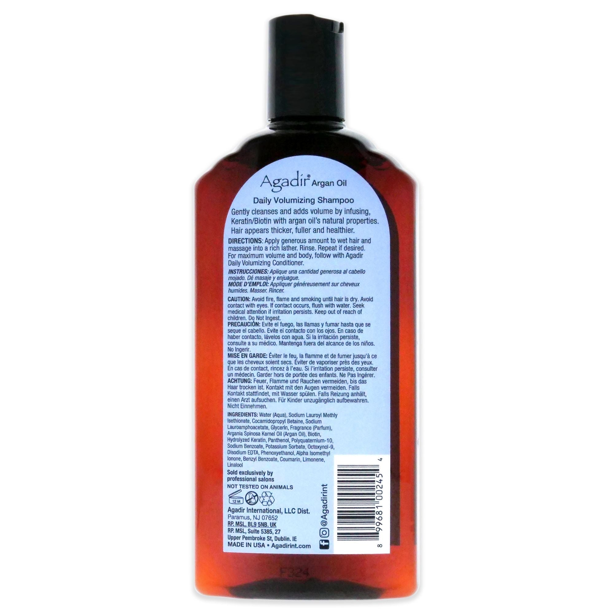Argan Oil Daily Volumizing Shampoo by Agadir for Unisex - 12.4 oz Shampoo