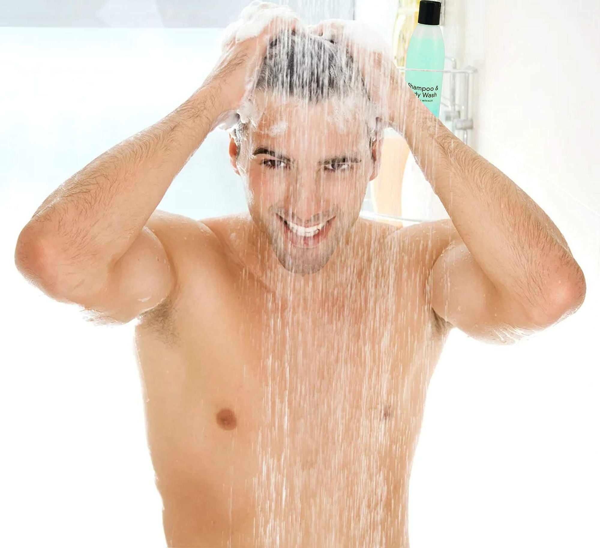 Skin and Hair Cleanser 8 oz. Case of 48 Shampoo & Body Wash with Lanolin, Aloe Vera and collagen. Skin care solution for showers or baths. Natural conditioners & Pleasant Summer Rain Scent.