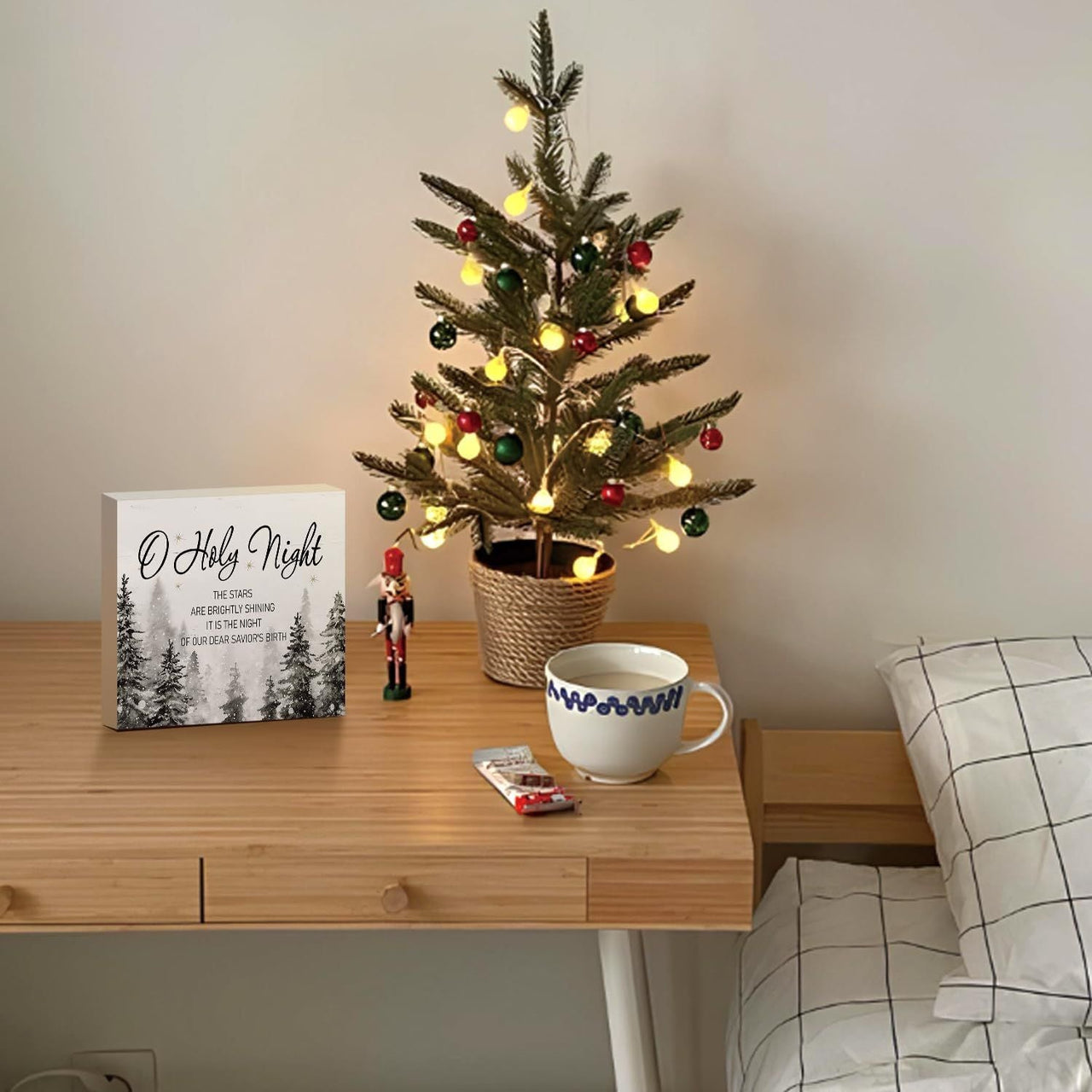 Christmas Decor Red Truck Christmas Wooden Box Signs Buffalo Plaid Christmas Decorations Christmas Decor for Home Office Bedroom Fireplace Car Tiered Tray Decor Christmas Gifts for Women 5x5