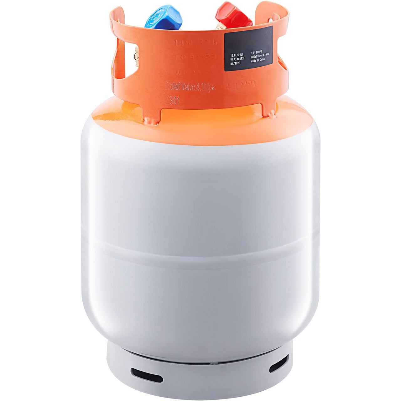 Refrigerant Recovery Tank, 30 LBS Capacity, 400 psi Portable Cylinder Tank with Y-Valve for Liquid/Vapor, High-sealing Recovery Can for R22/R134A/R410A, Orange+Gray