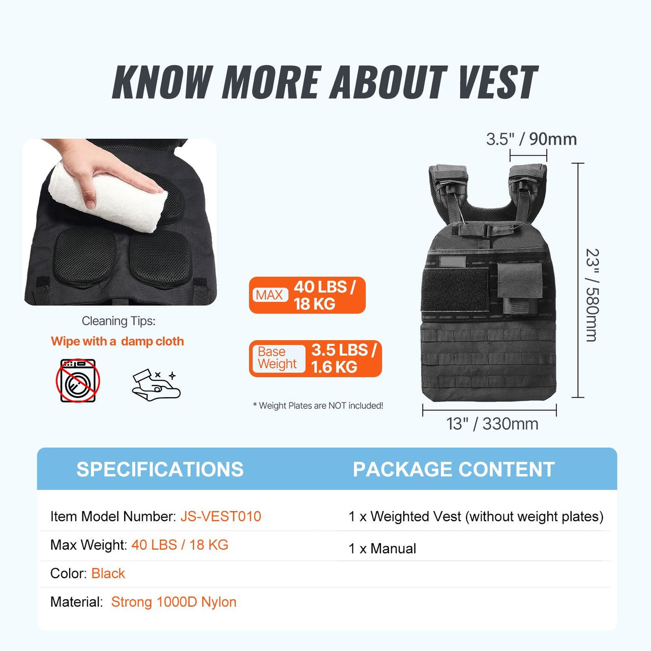 Weighted Vest, 40lb Weight Vest, Adjustable Body Weight Jacket for Men Women, Workout Equipment for Strength and Endurance Training, Running, Jogging, Walking, Fitness, and Weight Loss