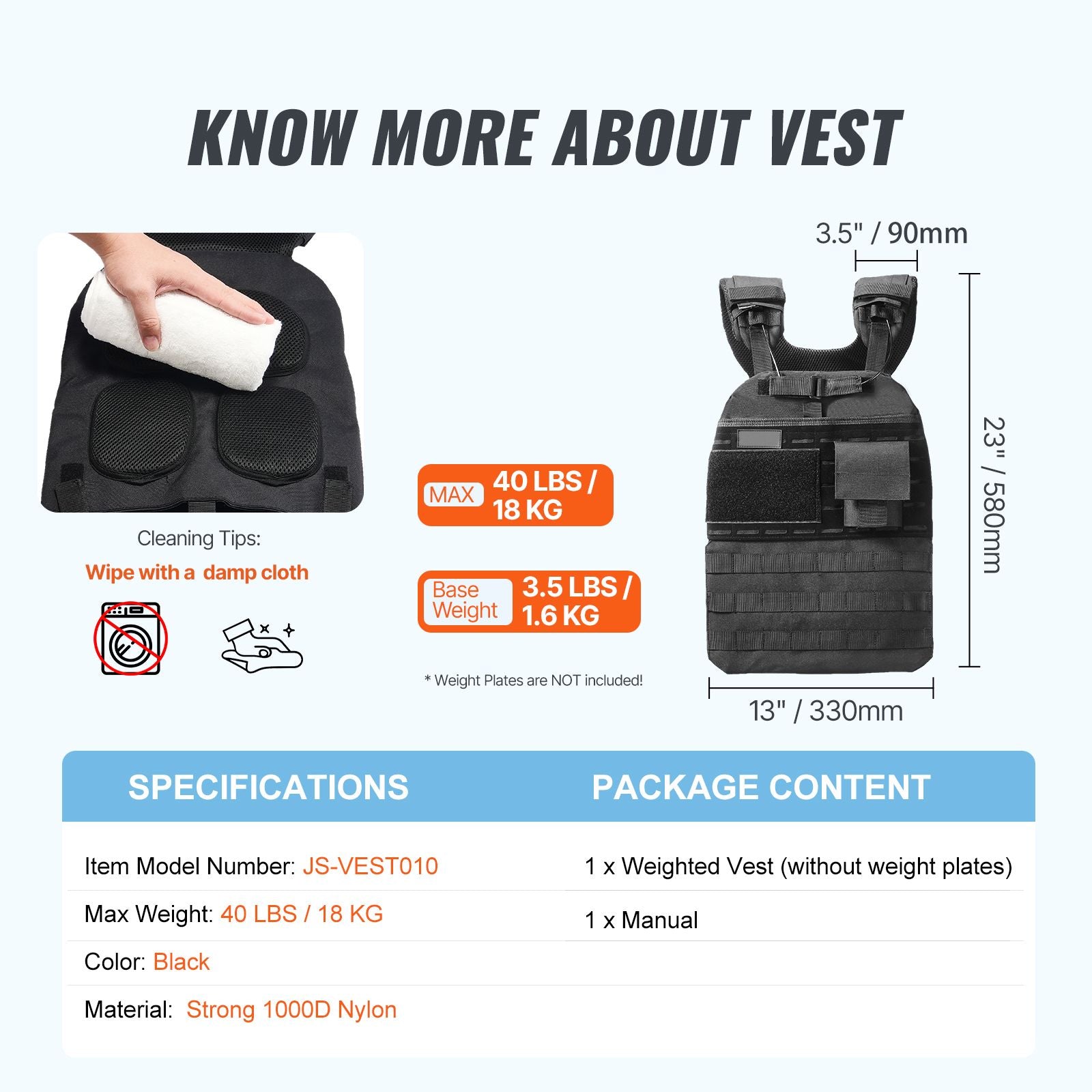 Weighted Vest, 40lb Weight Vest, Adjustable Body Weight Jacket for Men Women, Workout Equipment for Strength and Endurance Training, Running, Jogging, Walking, Fitness, and Weight Loss