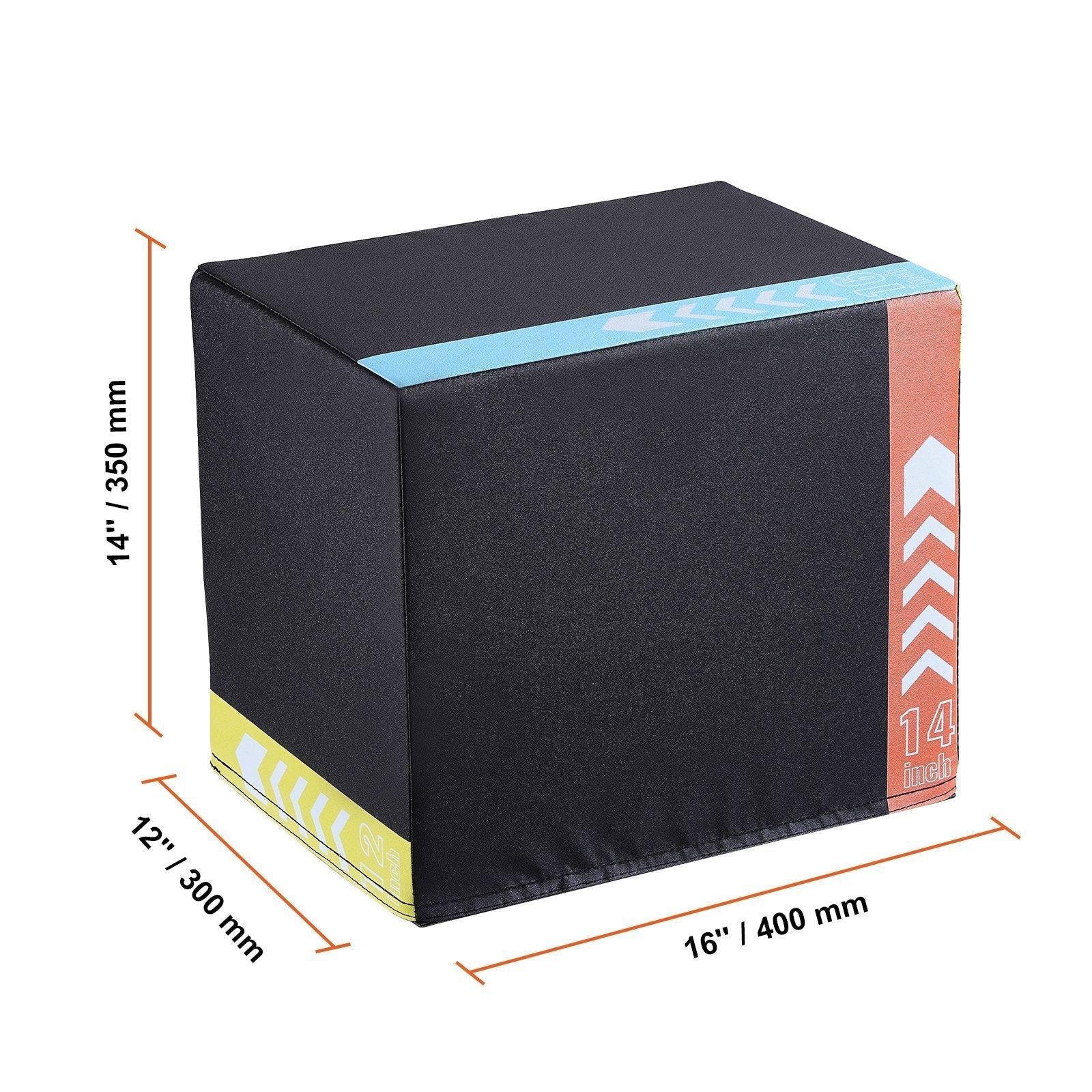 3 in 1 Plyometric Jump Box, 16/14/12 Inch Cotton Plyo Box, Platform & Jumping Agility Box, Anti-Slip Fitness Exercise Step Up Box for Home Gym Training, Conditioning Strength Training, Black