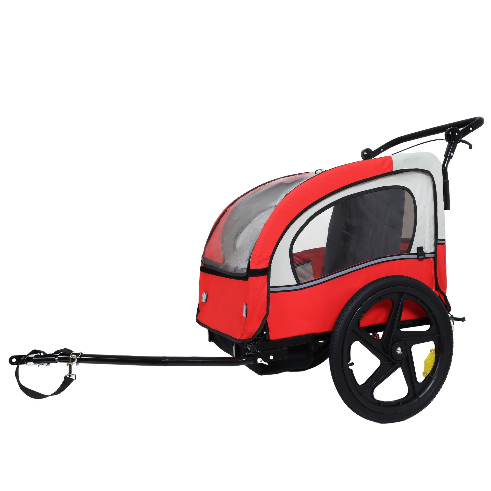 2-in-1 Double 2 Seat with 5-point safety harnesses Bicycle Bike Trailer Jogger Stroller for Kids Children Foldable Collapsible w/Pivot Front Wheel, Storage Bag