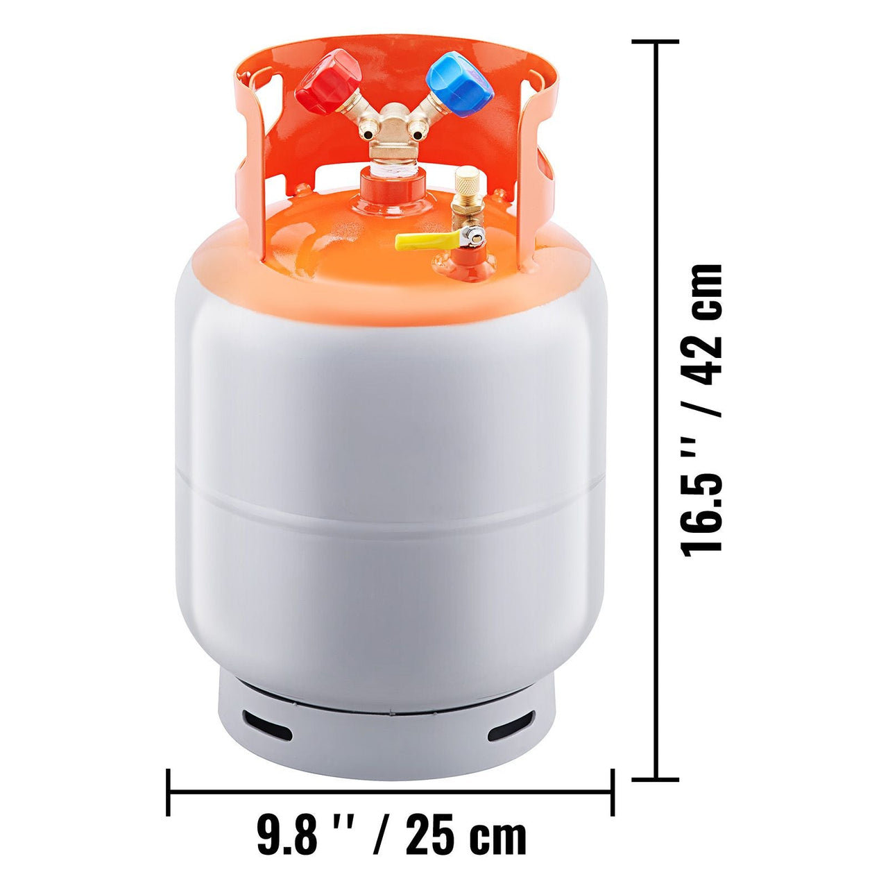 Refrigerant Recovery Tank, 30 LBS Capacity, 400 psi Portable Cylinder Tank with Y-Valve for Liquid/Vapor, High-sealing Recovery Can for R22/R134A/R410A, Orange+Gray