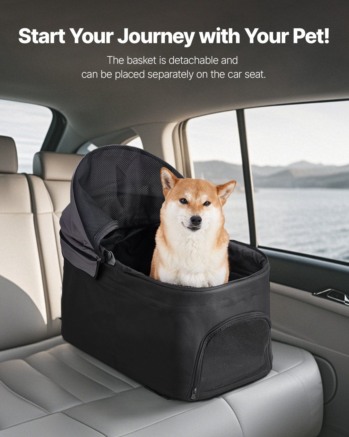 Pet Stroller -  35 lbs Weight Capacity, Foldable Dog Stroller Cart, 4 Wheels Cats Pram with Detachable Carrier & Mesh Windows, Portable Animal Carrier with Brake for Small to Medium Pets