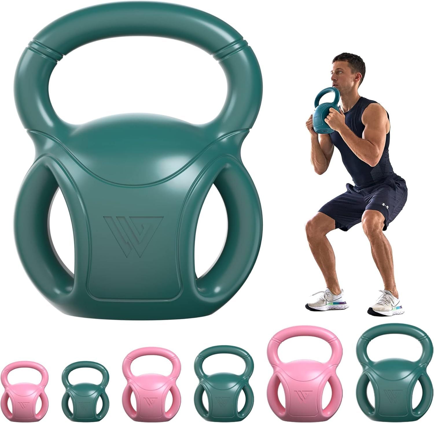 3 Handle Kettlebells Weight - Weight for Women Options 5, 10, 15 and 20 LB for Russian Twists AB Exercise, Weightlifting and Core Fitness Exercise Home Gym [Single in Sold]