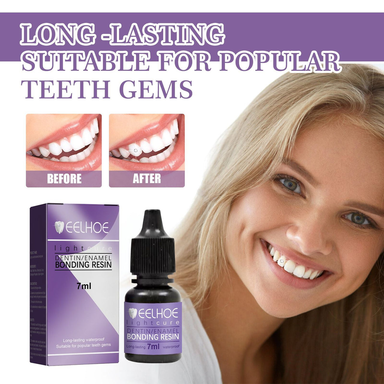 Tooth Gem Decorative Glue, DIY Fashionable Jewelry Bonding Teeth Gems Light Cure
