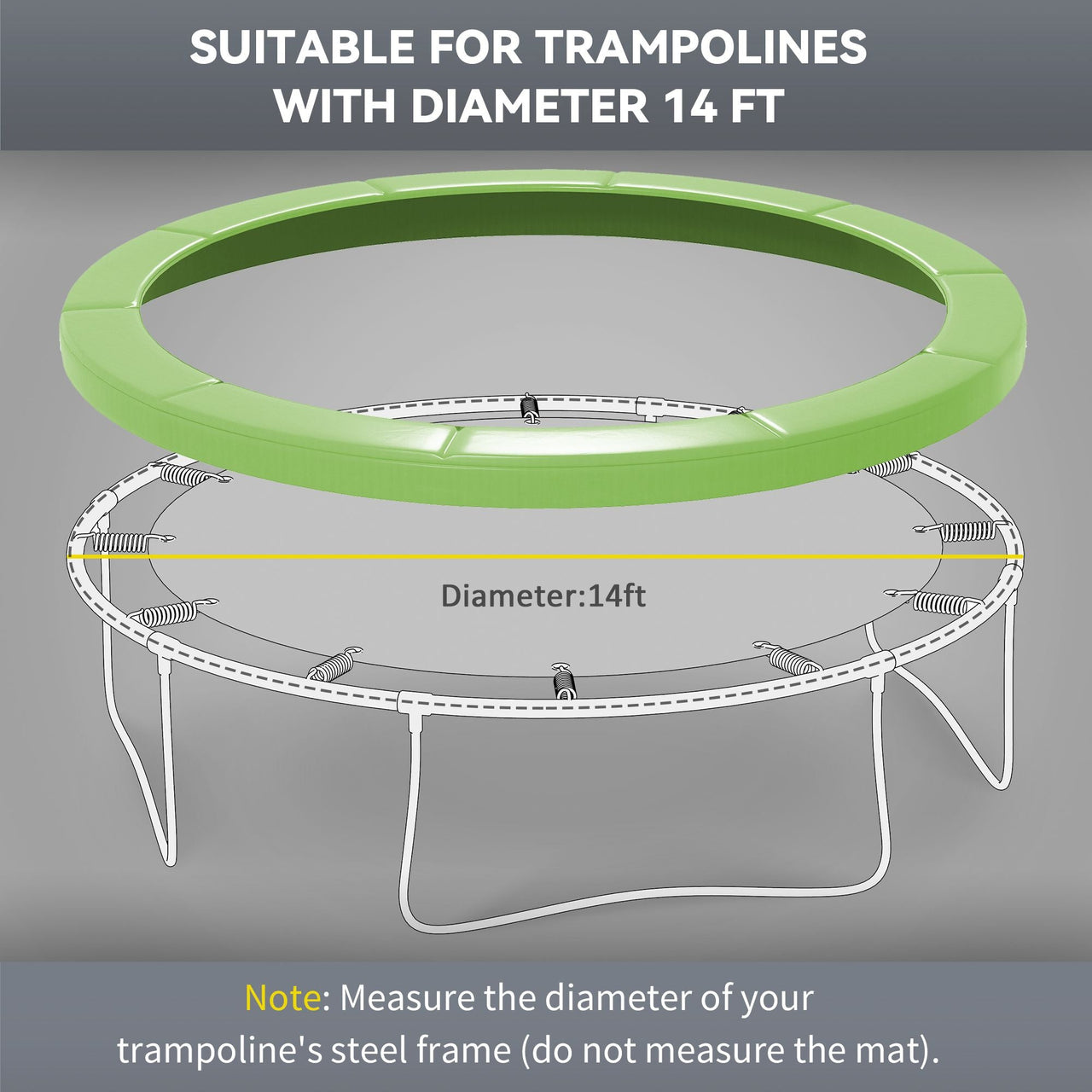 14FT Trampoline Spring Cover, Safety Trampoline Pad Replacement, Waterproof and Tear Resistant, All Weather Trampoline Accessories, Green