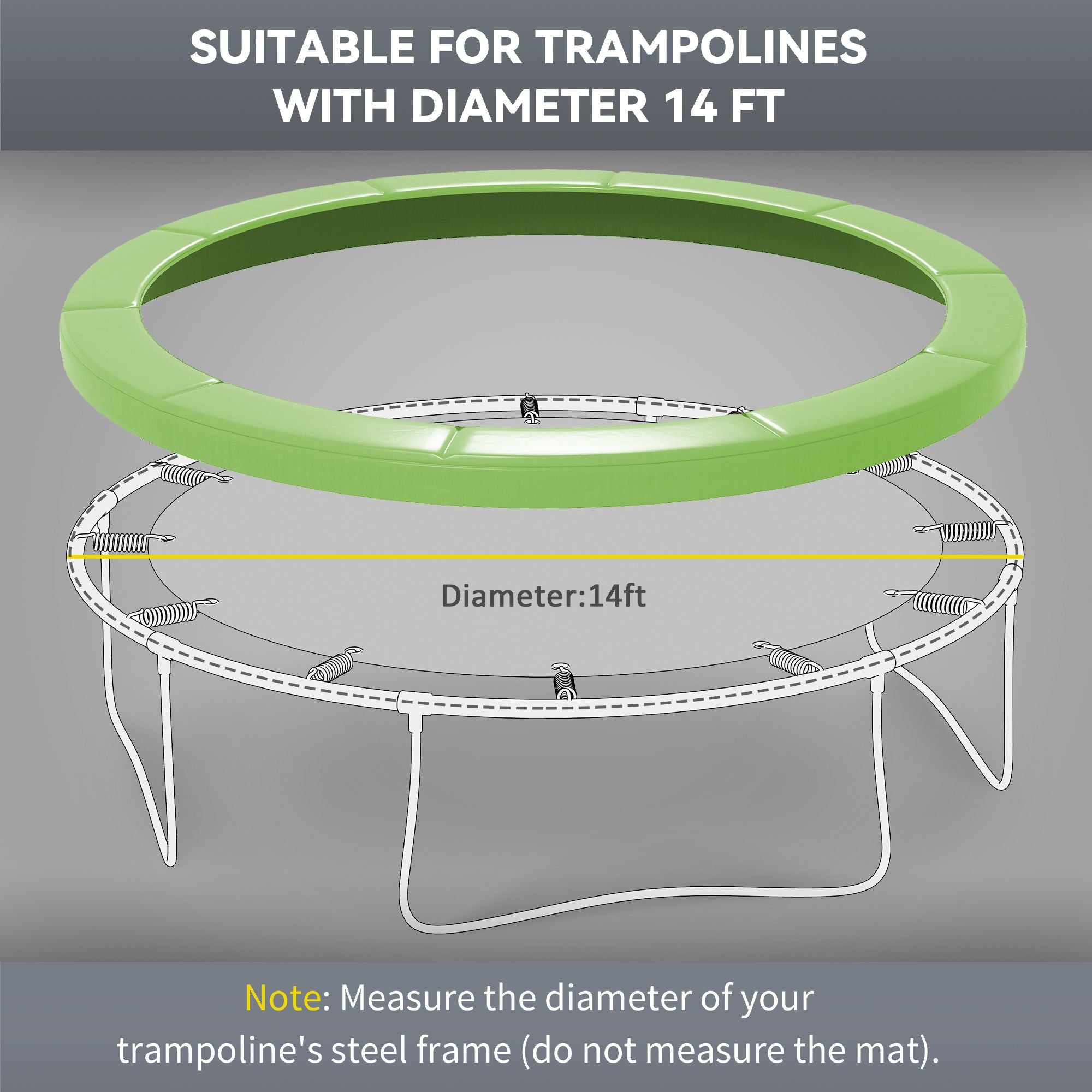 14FT Trampoline Spring Cover, Safety Trampoline Pad Replacement, Waterproof and Tear Resistant, All Weather Trampoline Accessories, Green