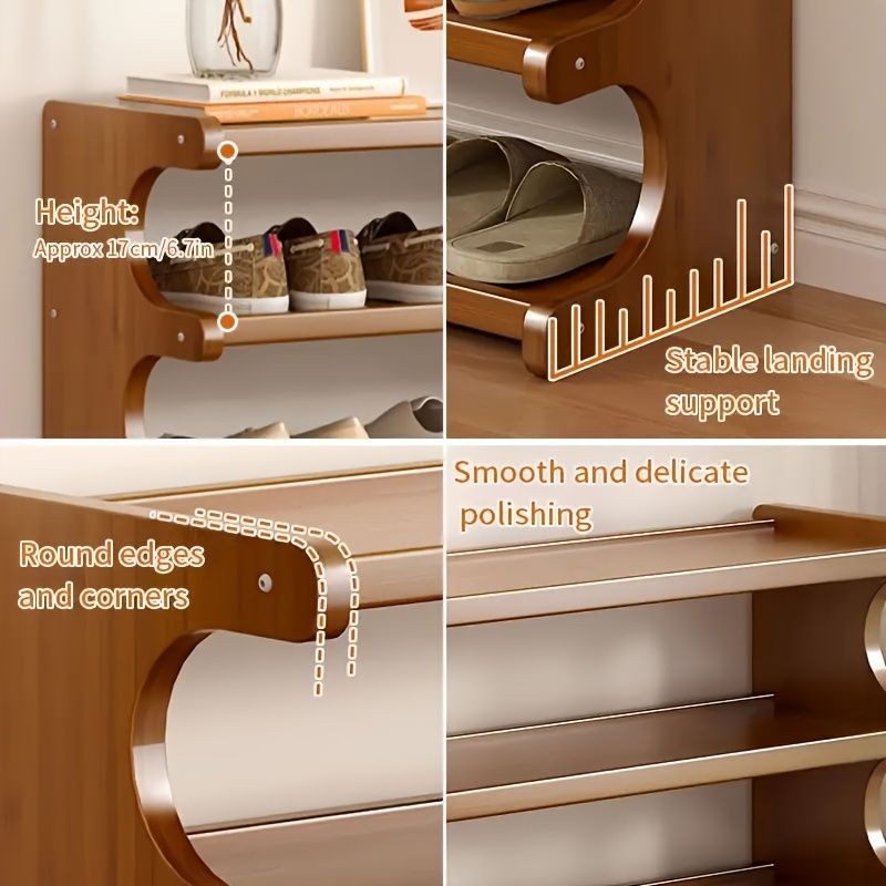 5/6-layer practical storage rack, shoe rack, space-saving design, multi-layer independent storage rack, wood grain finish, easy to assemble, self-supporting cubic shoe storage rack, storage rack, suit