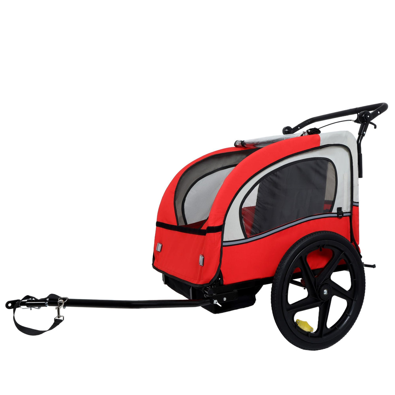 2-in-1 Double 2 Seat with 5-point safety harnesses Bicycle Bike Trailer Jogger Stroller for Kids Children Foldable Collapsible w/Pivot Front Wheel, Storage Bag