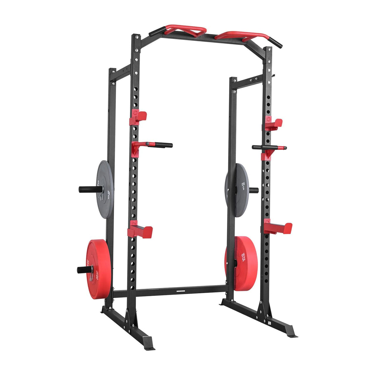 Power Cage Power Rack, Multifunctional Barbell Squat Rack with Adjustable Height, Home Gym Strength Training Workout Equipment with J-Hooks & More Fitness Attachment for Bench Press Pull-Up Dips